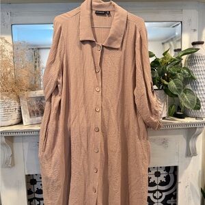 Relaxed Button-Front Shirt Dress in Soft Blush